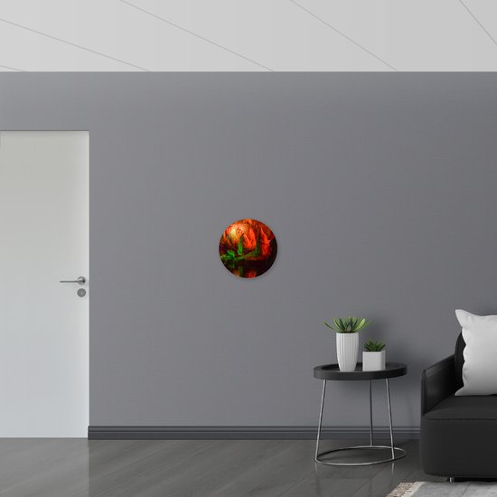 WallClassics - PVC Schuimplaat Muurcirkel - Roze Lichtgevende Grot - 40x40 cm Foto op Muurcirkel (met ophangsysteem)