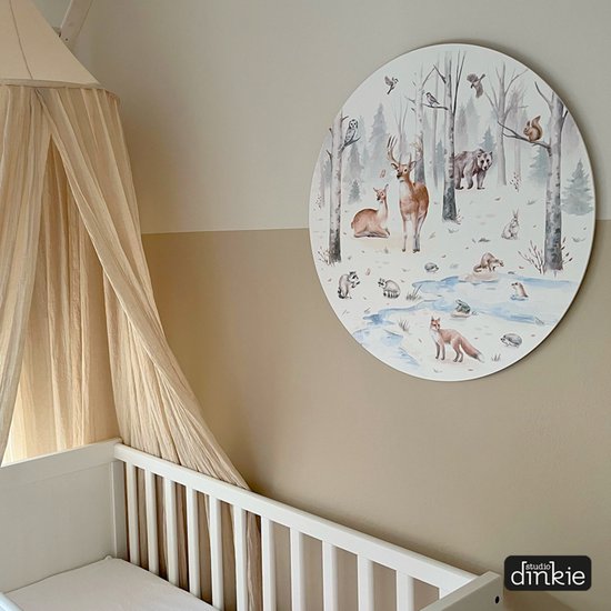 Studio Dinkie | Mur cercle forêt animaux forêt | Chambre de bébé | Chambre des enfants | Décoration