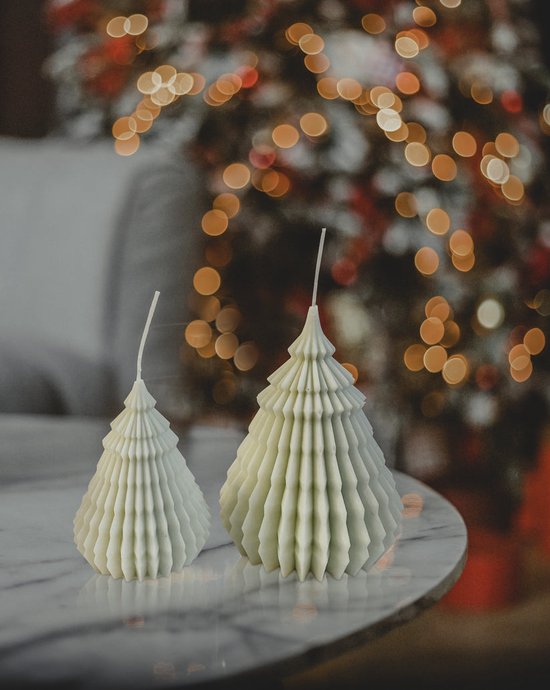 Kerstboom Sierkaars XL Kerstboom wit kerst kaars figuurkaars