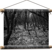 WallClassics - Affiche textile - Branches dans la forêt Zwart / Wit - 40x30 cm Photo sur Textile