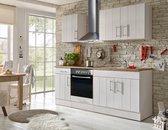 Goedkope keuken 210  cm - complete keuken met apparatuur Anton  - Wit/Wit - soft close - keramische kookplaat    - afzuigkap - oven    - spoelbak