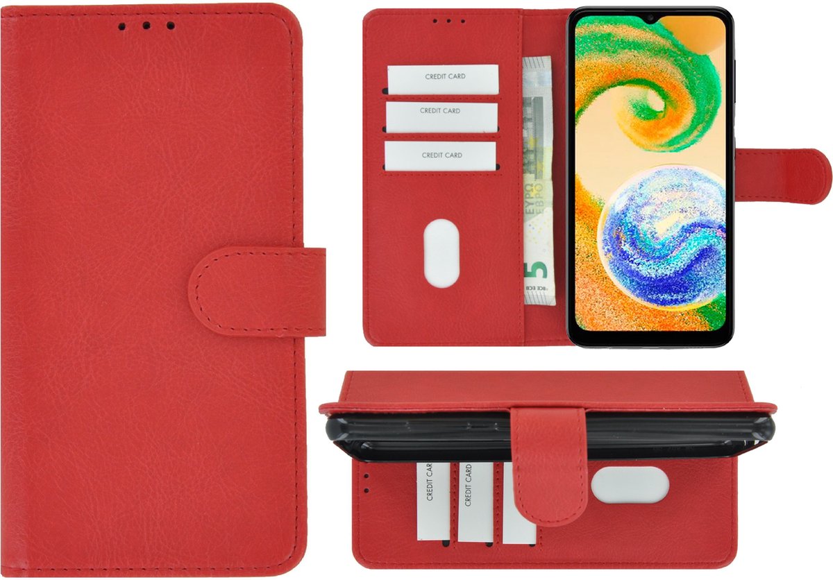 MoDo hoesje Geschikt voor Samsung Galaxy A04 - Kunstleer Book Case - Rood