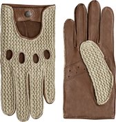 Gants de voiture en cuir pour hommes avec modèle au crochet Chicago Couleur: Gobi, Taille: 10,5