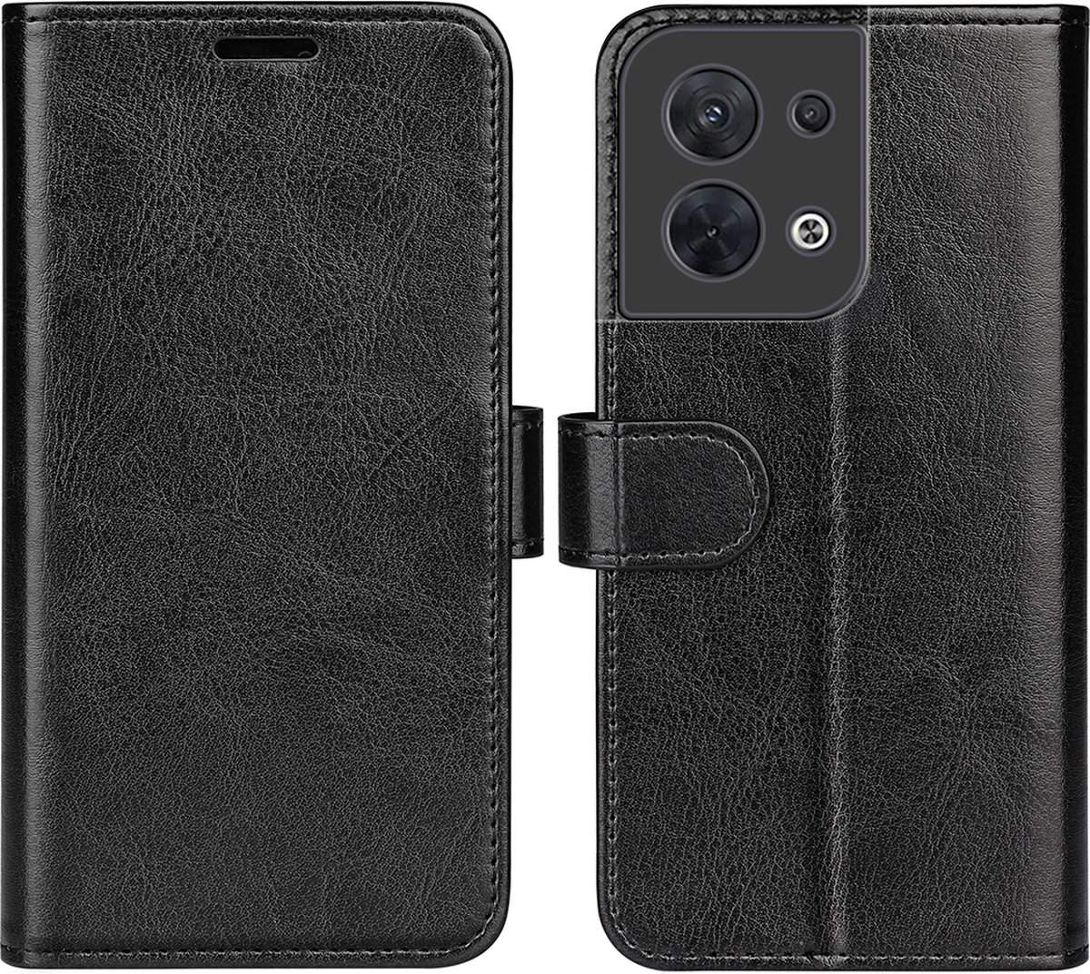 MobyDefend Hoesje - Geschikt voor Oppo Reno 8 - Wallet Book Case (Sluiting Achterkant) - Zwart