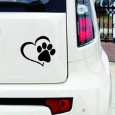 Auto sticker hart/poot - hond / kat - zwart