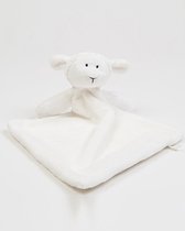 Knuffeldoekje - baby geschenk - gepersonaliseerd met naam - met rits om kleine spulletjes mee te nemen - lammetje