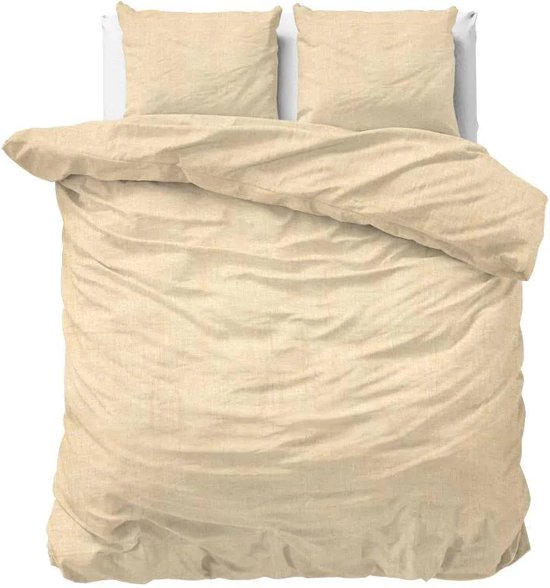 Warme flanel dekbedovertrek uni beige - lits-jumeaux (240x200/220) - hoogwaardig en zacht - ideaal tegen de kou