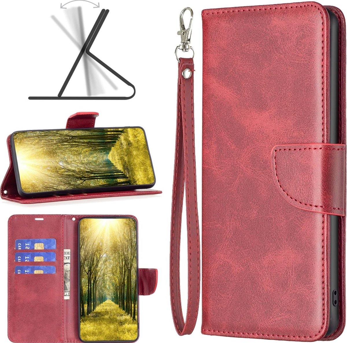 Mobigear Telefoonhoesje geschikt voor Google Pixel 7 Hoesje | Mobigear Excellent Bookcase Portemonnee | Pasjeshouder voor 3 Pasjes | Telefoonhoesje voor Pinpas / OV Kaart / Rijbewijs - Rood