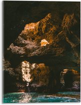 WallClassics - Verre acrylique - Grotte avec soleil d'en haut - Photo 30x40 cm sur verre acrylique (avec système de suspension)