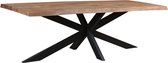 Omerta - Eettafel - rechthoekig - boomstam - 200cm - mango - naturel - stalen spiderpoot - zwart gecoat