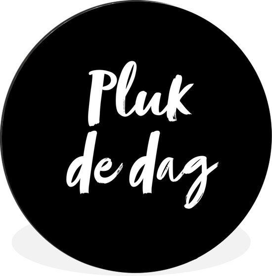 WallCircle - Wandcirkel - Muurcirkel - Tekst - Pluk de dag - Quotes - Carpe diem - Aluminium - Dibond - ⌀ 90 cm - Binnen en Buiten