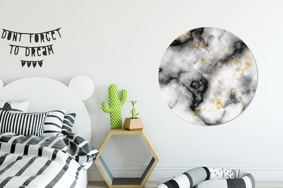 WallCircle - Wall Circle - Wall Circle Indoor - Agate - Or - Marbre - Pierres précieuses - 90x90 cm - Décoration murale - Peintures Ronds
