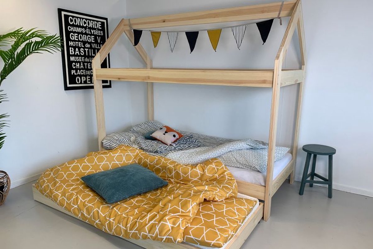 Rockwood® Montessori Huisjesbed Bedhuisje Lief met lattenbodem, opberg/slaaplade en lade matras