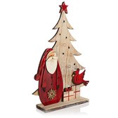 COM-FOUR® Decoratief display voor Kerstmis - Kerstman gemaakt van gelakt hout - Premium kerstversiering om op te hangen (01 stuks - Kerstman 33cm)