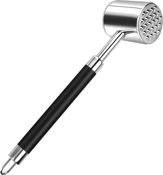 Hachoir à Viande Manuel + Pilon Attendrisseur En Acier Inox - 5 Lames & 16 Pointes - Pour Viande, Légumes, Fruits