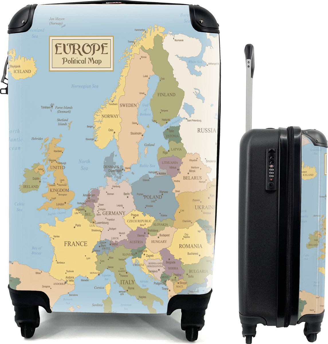 Valise - Carte - Europe - Ancien - 35x55x20 cm - Bagage à main - Trolley |  bol.com