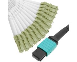 BeMatik - OM3 Multimode glasvezel fanout-kabel 50µm / 125µm MTP / PC op 12 x LC / PC 10 Gb 2 m