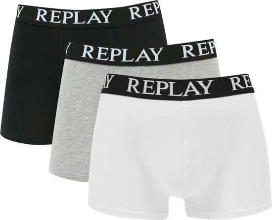 Replay - Boxer Basic Cuff Logo 3 Pack - Heren Boxershorts-XXL