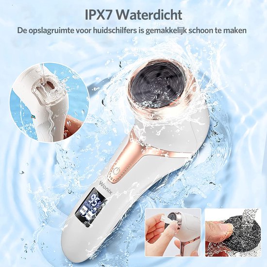 Wonix® – Professionele Elektrische Eeltverwijderaar – Oplaadbaar – IPX7 Waterdicht – 3 Vijlschijven en 2 Snelheden - met 10 in 1 Pedicure Set - Wit - Wonix