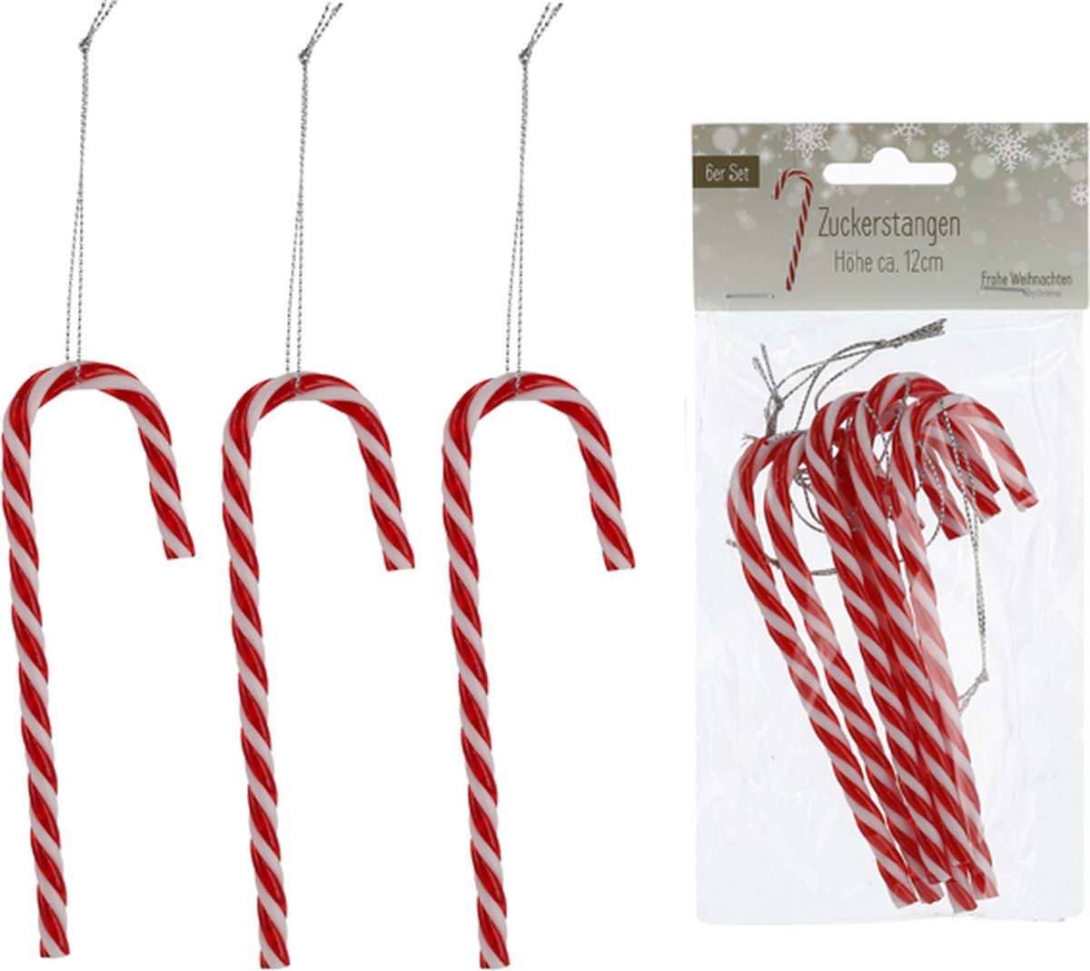 Kerstboomhanger Zuurstokken - 6 stuks - Candy cane - kersthanger - 12cm