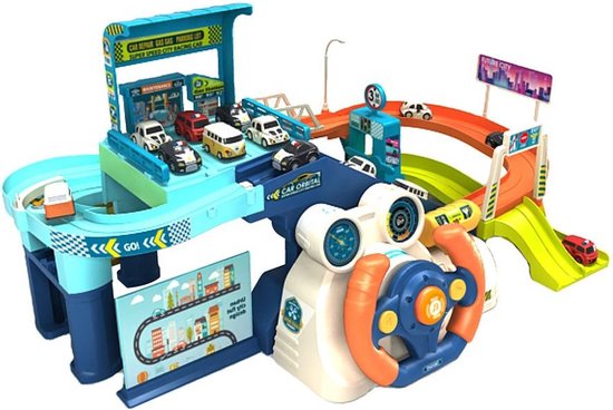 FlexToys® Auto Garage Speelgoed - DIY 3-Niveau Montage STEM-Speelgoed met  Stuurwiel,... | bol
