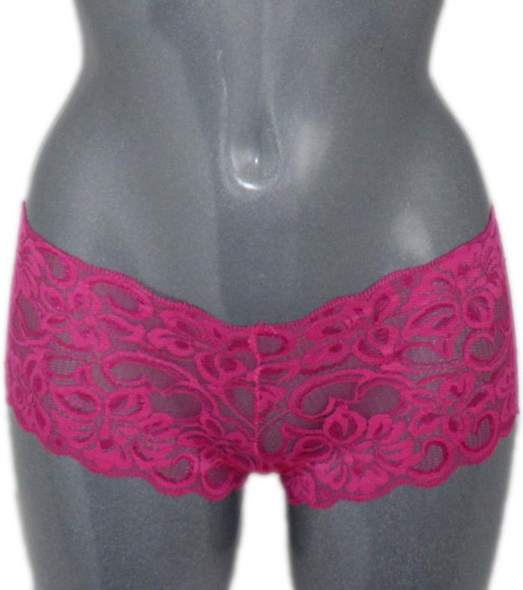 Spitzenpanty mit floralem Muster-Pink Castle of Love Panties Durchscheinende Netzpanty mit Spitze XXL