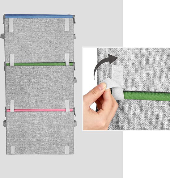 Set Van 3 Stoffen Opbergmanden, 30 X 30 X 30 Cm, Inklapbare Opbergdozen Met Handgrepen Voor Kleding Speelgoed Planken Kasten Grijs
