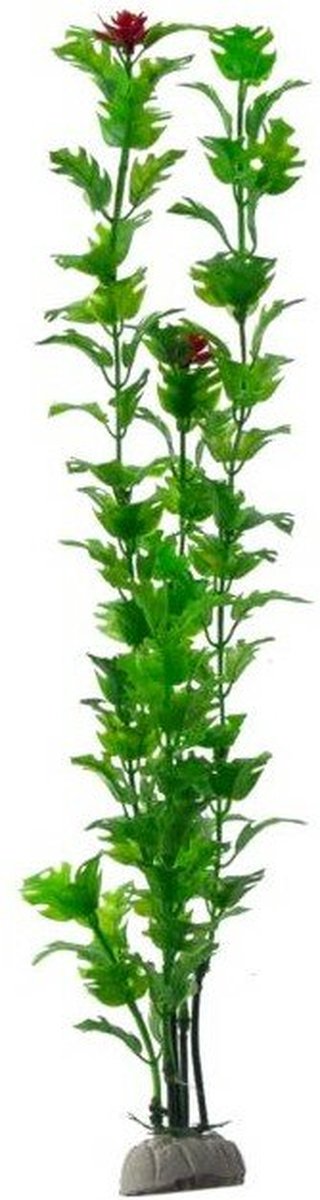 Nobleza Aquariumplant Kunststof - 40 cm - Kunstplant voor Aquarium - Groen met Rode Bloemen - Aquariumdecoratie