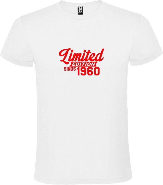 Wit T-Shirt met “ Limited edition sinds 1960 “ Afbeelding Rood Size XXXL