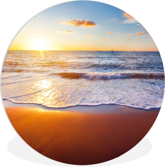 WallCircle - Cercle mural - Cercle mural - Plage - Mer - Soleil - Horizon - Plastique - Tableaux ronds - Cercle mural intérieur - 60x60 cm - Tableau rond - Décoration murale ronde