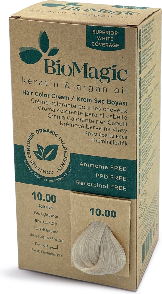 Natuurlijke haarverf KIT met Biologische Ingrediënten ook verkrijgbaar in Apotheken - EXTRA LICHTBLOND 10/00 BioMagic