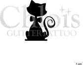 Chloïs Glittertattoo Sjabloon 5 Stuks - Mr. Bojangles Cat - CH1014 - 5 stuks gelijke zelfklevende sjablonen in verpakking - Geschikt voor 5 Tattoos - Nep Tattoo - Geschikt voor Glitter Tattoo, Inkt Tattoo of Airbrush