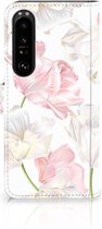 GSM Hoesje Sony Xperia 1 IV Wallet Book Case Cadeau voor Mama Lovely Flowers