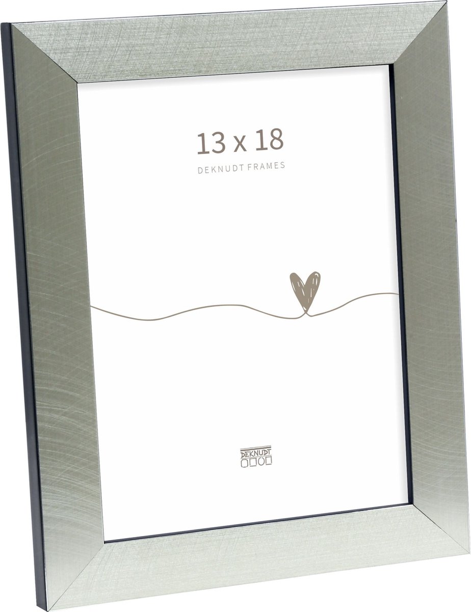 Deknudt Frames fotolijst S47BE2 - zilver - zwarte boord - foto 13x18