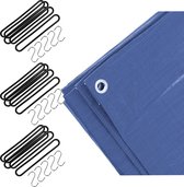 FX Tools - Afdekzeil blauw 3 x 4 meter met 15x spanrubbers en S-haken