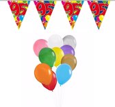 Folat - Verjaardag 95 jaar feest thema set 50x ballonnen en 2x leeftijd print vlaggenlijnen