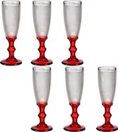 Vivalto - Luxe Champagneglazen Monaco serie set 12x op rode voet 180 ml
