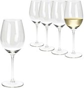 Wijnglazen set - 8x stuks - glas - transparant - 410 ml
