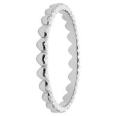 Lucardi Dames Zilveren rhodiumplated ring met hartjes - Ring - 925 Zilver - Zilverkleurig - 18 / 57 mm