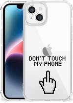 Smartphonehoesje Geschikt voor Apple iPhone 14 Plus Telefoon Hoesje met doorzichtige rand Finger Don't Touch My Phone