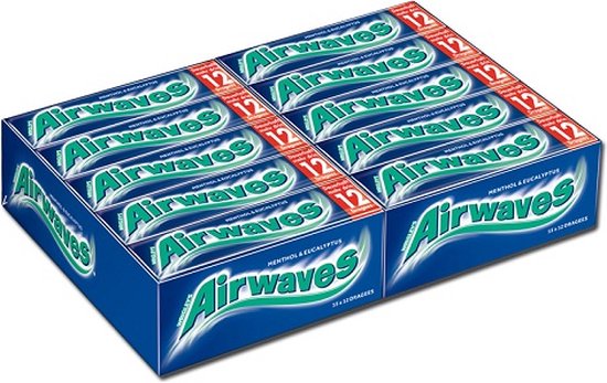 Wrigleys Airwaves Chewing Gum Menthol & Eucalyptus 12 Dragées 30 paquets