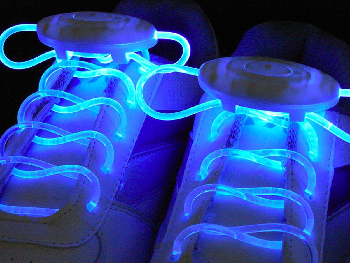 OGS - Lichtgevende veters - Veiligheid veters - Led veters - Led RGB - knipperende Led lampjes - Blauw