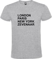 Grijs T-shirt 'LONDON, PARIS, NEW YORK, ZEVENAAR' Zwart Maat XS