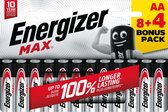 Piles Energizer Max AA, blister de 8 pièces + 4 pièces gratuites
