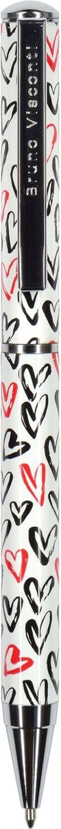 Bruno Visconti Luxe Balpen Dolce Vita series zwart en rood harten motief | Fine punt (0.7 mm) met blauwe inkt