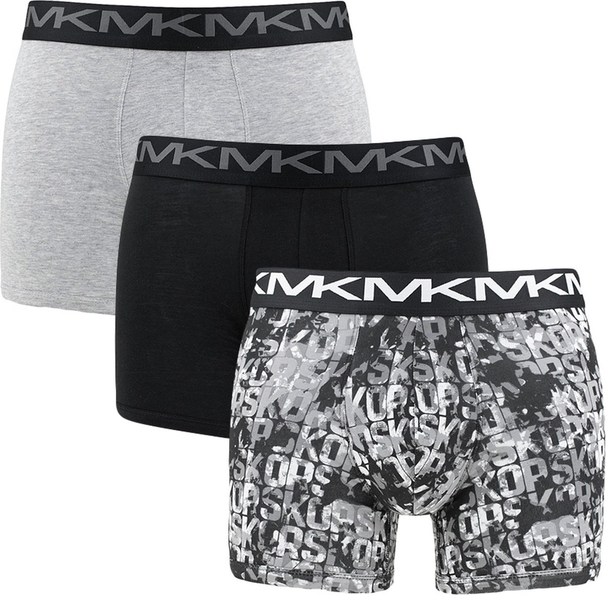 Michael Kors 3P boxers logo grijs & zwart - L