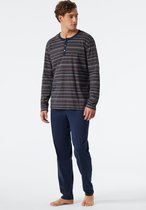 Schiesser Pyjama lange broek - 208 Grey/Blue - maat XXL (XXL) - Heren Volwassenen - 100% katoen- 178104-208-XXL