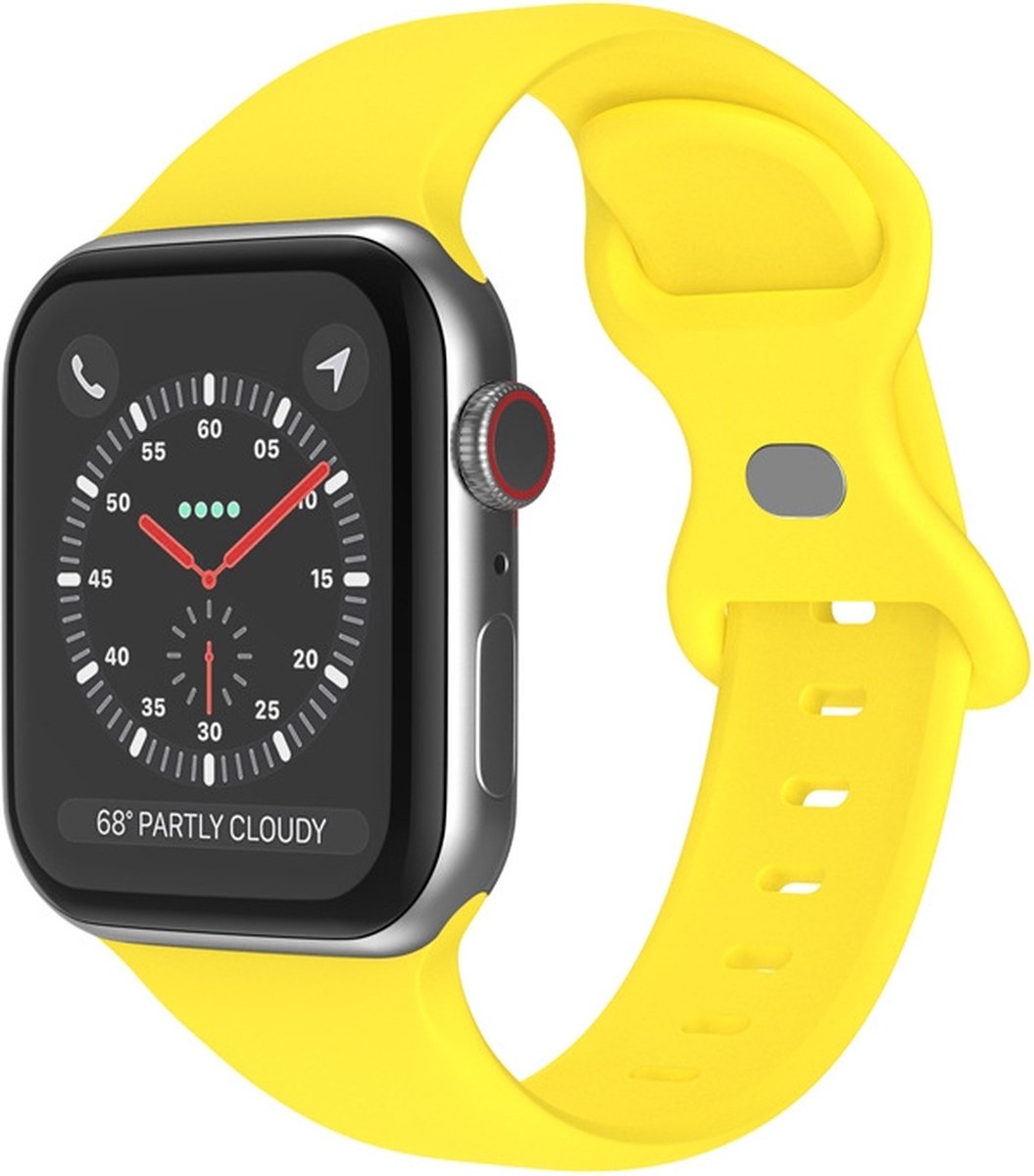 Geschikt voor Apple Watch Bandje 38/40/41mm - Siliconen Vlinder - Geel S/M