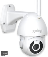 Gologi Superior Outdoorcamera - Buiten camera met nachtzicht - Beveiligingscamera - Security camera - 3MP - Met wifi en app - Met 32GB SD-kaart - Wit