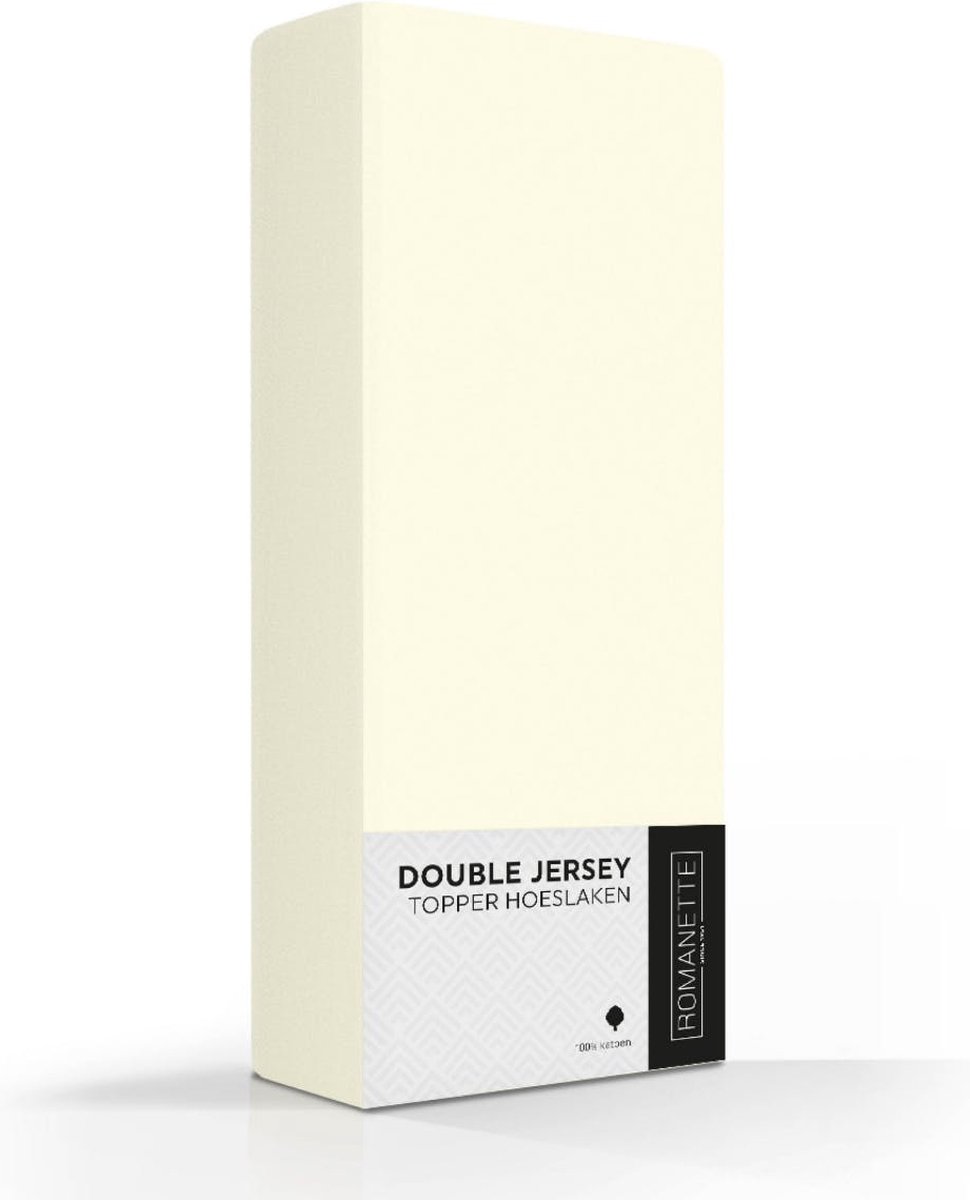 Romanette Luxe Topper Hoeslaken Jersey Stretch 140x200 cm Ivoor